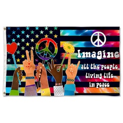 Cayyon Hippie Imagine All The People Living Life In Peace Flag Banner 60809