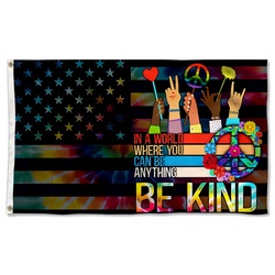 Hippie In A World Where You Can Be Anything Be Kind Flag Banner 60813
