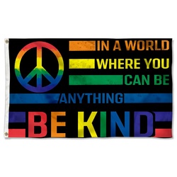 Hippie In A World Where You Can Be Anything Be Kind Flag Banner 60814