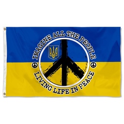 Hippie. Imagine All The People Living Life In Peace Ukraine Flag Banner 60818