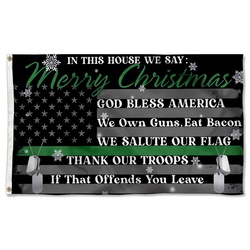 In This House We Say Merry Christmas God Bless America Eagle Flag Banner 60805