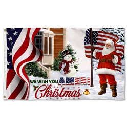 Santa Claus US We Wish You Ameri Christmas Flag Banner 60806