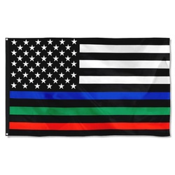 Thin Blue Green Red Line American Flag