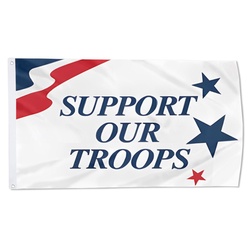 SUPPORT OUR TROOPS Flag Banner White