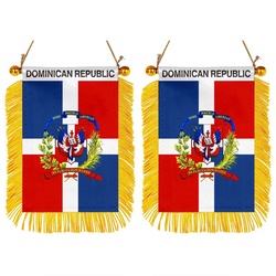 The Dominican Republic Mini Car Rearview Mirror Flag Banner - 2PC