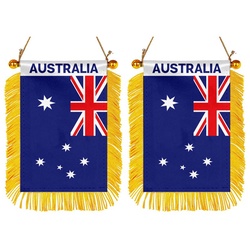 The Australia Mini Car Rearview Mirror Flag Banner - 2PC