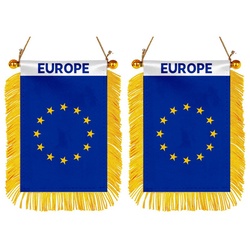 The Europe Mini Car Rearview Mirror Flag Banner - 2PC