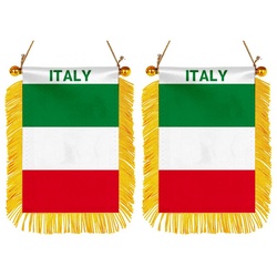 The Italy Mini Car Rearview Mirror Flag Banner - 2PC