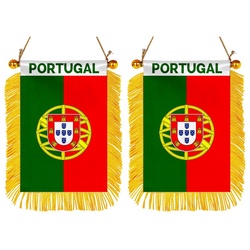 The Portugal Mini Car Rearview Mirror Flag Banner - 2PC