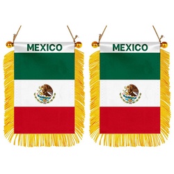 The Mexico Mini Car Rearview Mirror Flag Banner - 2PC
