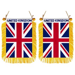 The United Kingdom Mini Car Rearview Mirror Flag Banner - 2PC