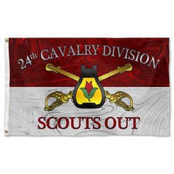 United States 24th Cavalry Division Scouts Out Flag Banner