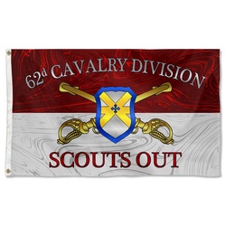United States 62rd Cavalry Division Scouts Out Flag Banner