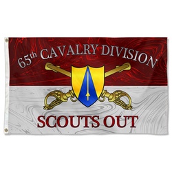 United States 65th Cavalry Division Scouts Out Flag Banner