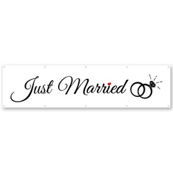Just Married Flag 2x8ft White Banner