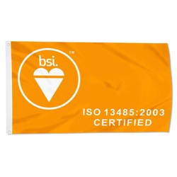 BSI ISO 13485 2003 Certified Flag Banner