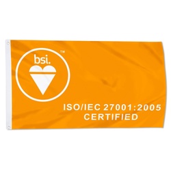 BSI ISO IEC 27001 2005 Certified Flag Banner