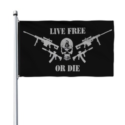 Live Free Or Die Guns Flag  DTOM Snake Skull Flag Banner