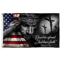 Don't Be Afraid Just Have Faith One Nation Under God Christian Jesus American Flag Banner