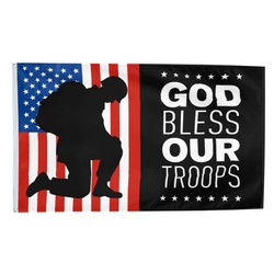 God Bless Our Troops Flag  Banner