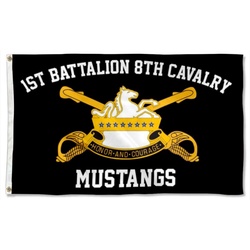 1st Battalion 8th Cavalry Flag Mustangs Banner Black