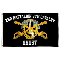 2nd Battalion 7th Cavalry Flag Ghost Banner Black