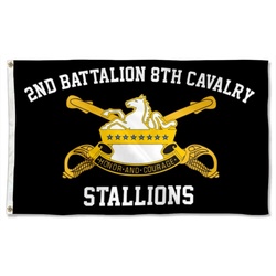 2nd Battalion 8th Cavalry Flag Stallions Banner Black