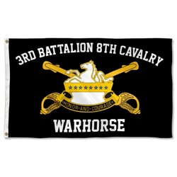 3rd Battalion 8th Cavalry Flag Warhorse Banner Black