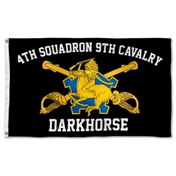4th Souadron 9th Cavalry Flag Banner Darkhorse Black