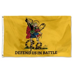 Holy Michael, the Archangel, defend us in battle. Flag - Gadsden flag - Catholic Flag Banner