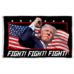 Trump 2024 Fight Fight Fight Flag Shooting Fight Flags Banner