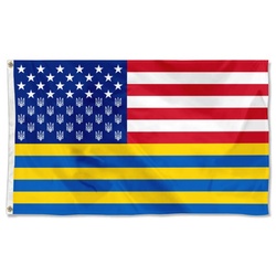 US Ukrainian Friendship Flag Banner I Stand With Ukraine