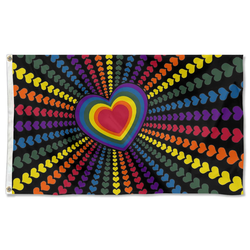 Rainbow Love Hearts Flag