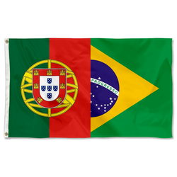 Overlapped Flags of Portugal and Brazil