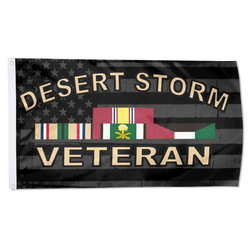 Desert Storm Veteran with American Flag