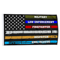 Thin Blue Line Red Line Fire Police Military Dispatch Corrections Flag