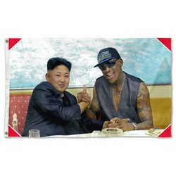 Kim Jong Un & Dennis Rodman Flag Banner