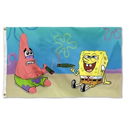 Sponge Bob & Patrick Smoking Joint Flag Banner
