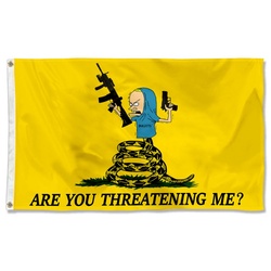 Beavis flag funny merica Are you threatening me don't dont tread on me Flag Banner