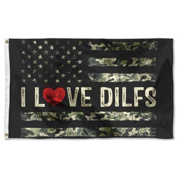I Love DILFS Flag I heart DILFs Fisherman American Flag Banner