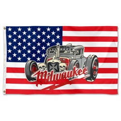 Milwaukee tools decal red rat rod mechanic anner Flag Banner