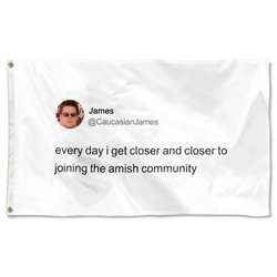 Caucasion James Every day i get closer and closer to joining the amish community Funny tweet Flag Banner