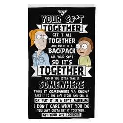 Calhoun Rick and Morty Art Flag Banner
