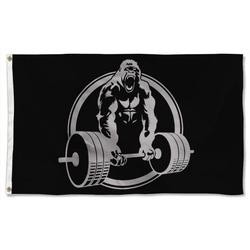 Gorilla Lifting Weightlifting Flag Banner